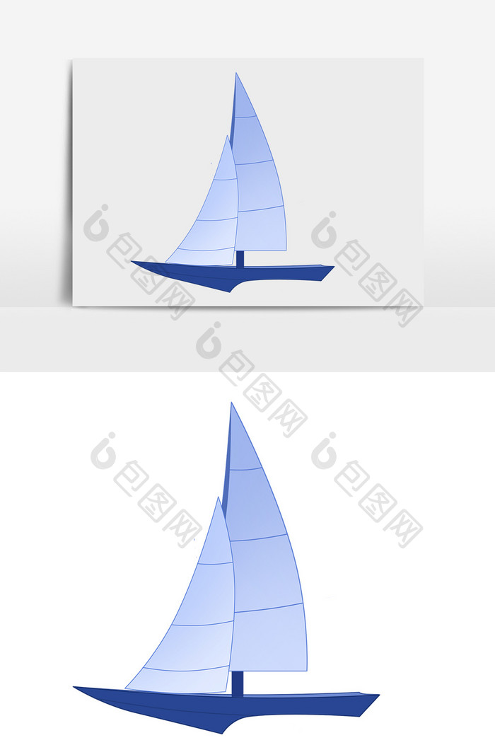 手绘卡通小清新帆船蓝色