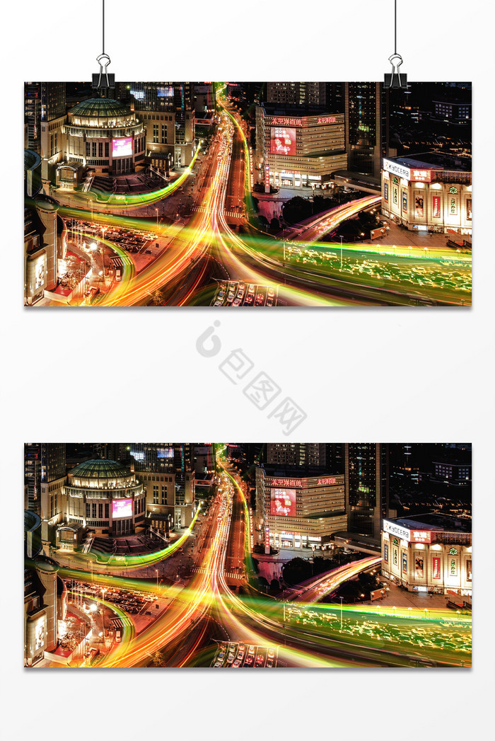 多彩光效夜景城市速度感高速图片