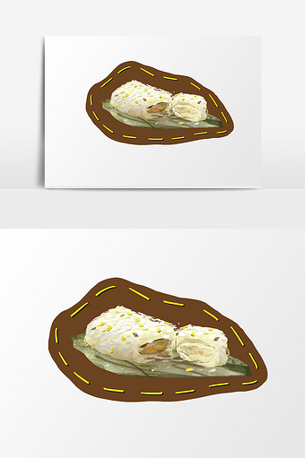 手绘简约手账食物糯米鸡小清新贴图可爱免扣