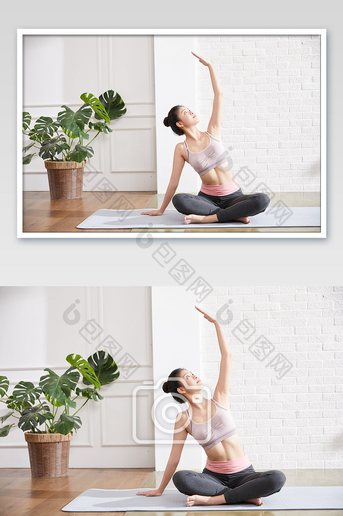 瑜伽健身普拉提女性简易瑜伽练习拉伸图片