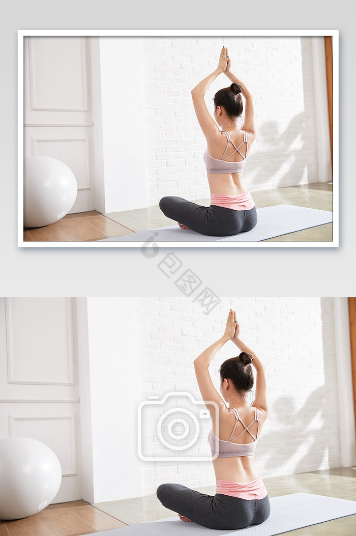 瑜伽健身普拉提女性瑜伽简易坐热身练习图片