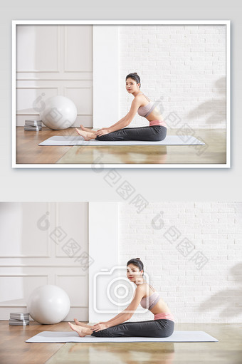 瑜伽健身普拉提女性热身拉伸瑜伽练习图片