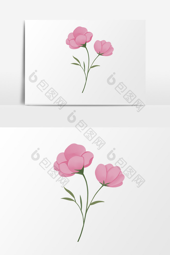 手绘卡通小清新花卉粉色两朵