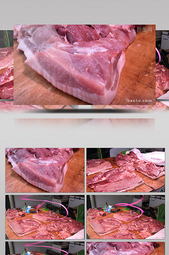 夏天农贸市场的生猪肉摊位图片