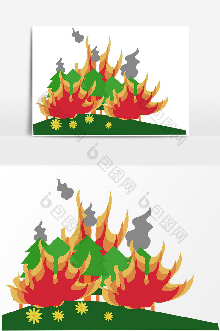 手绘卡通森林防火元素