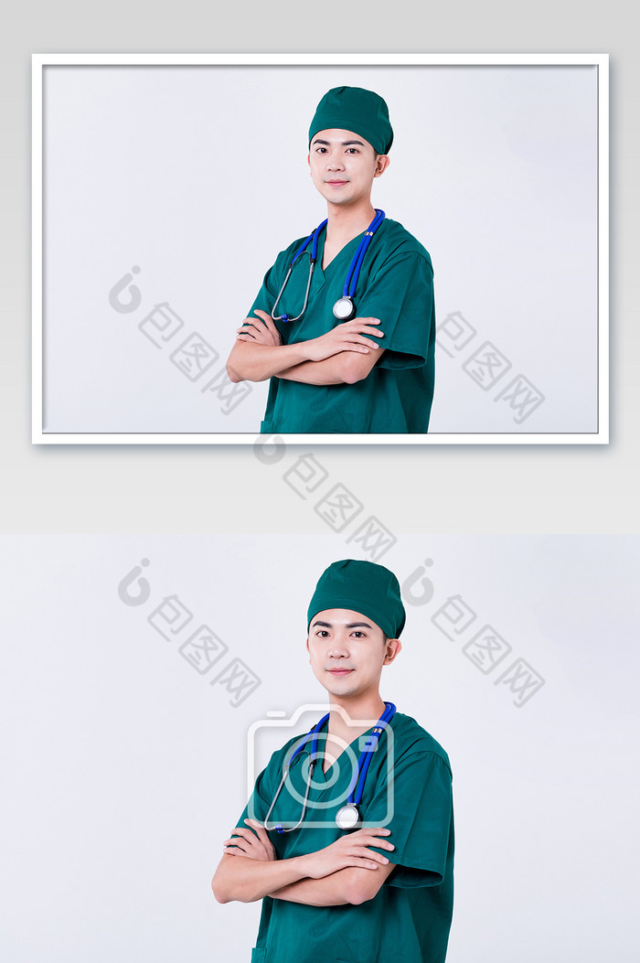 男性手术医生自信手术服形象摄影图图片图片