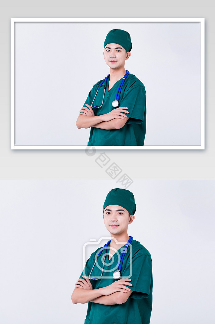男性手术医生自信手术服形象摄影图图片
