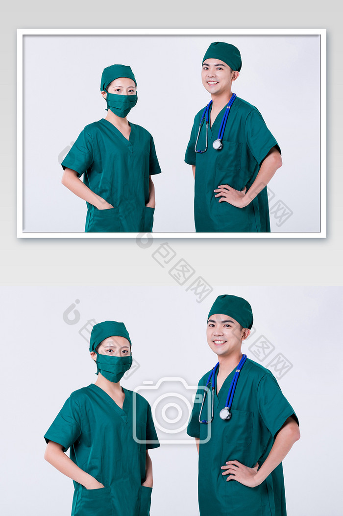 医生穿手术服职业形象摄影图