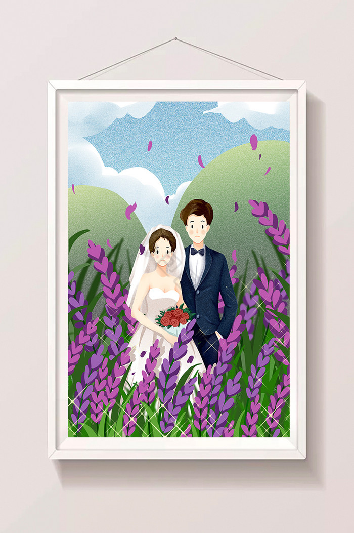 七夕情人节情侣约会表白在一起结婚浪漫插画图片