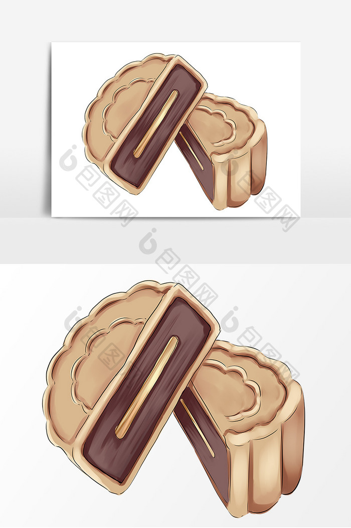 手绘中秋节月饼卡通图案
