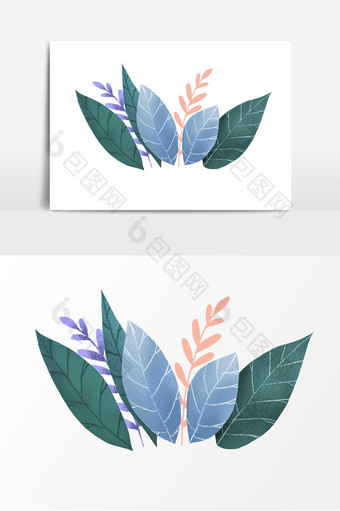 绿色根茎植物花朵插画叶子素材图片