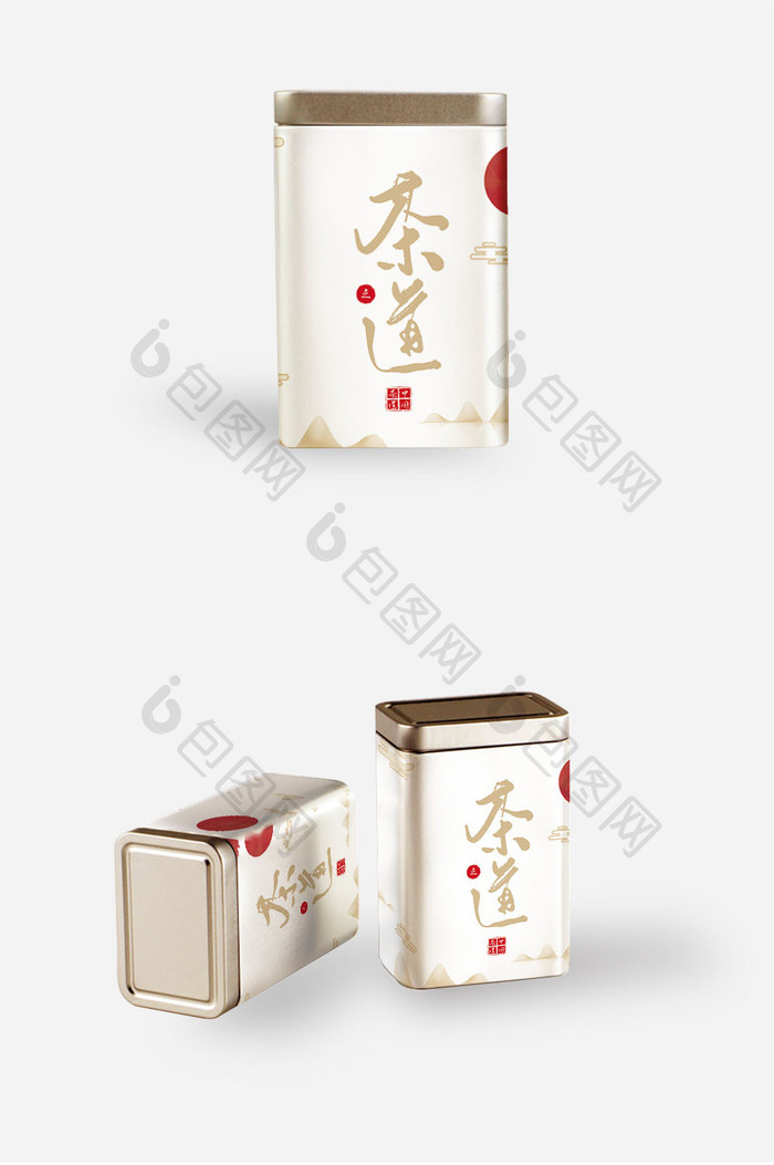简约中国风山水茶道中国茶茶叶罐装设计