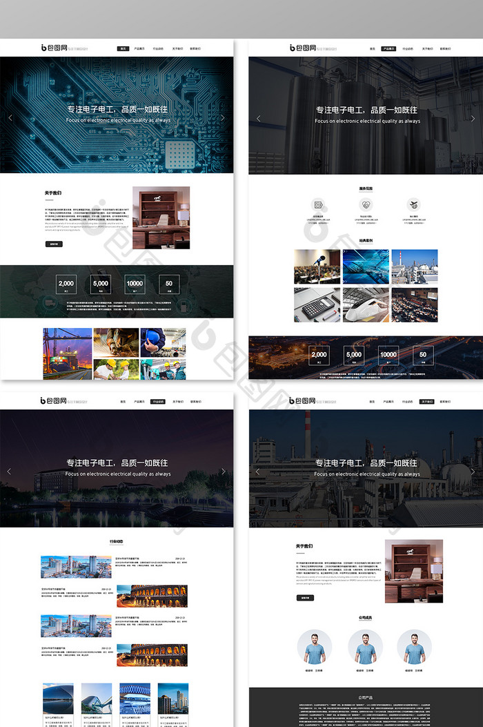 科技风电子网页网页整套模板UI网页界面全套网站页面  全套网页模板 