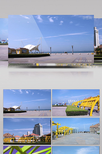 海边广场全貌各种建筑和艺术廊架图片