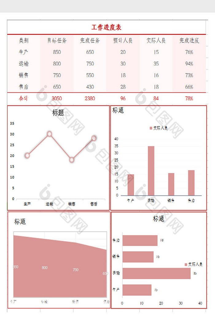 简约大气工作进度表Excel模板