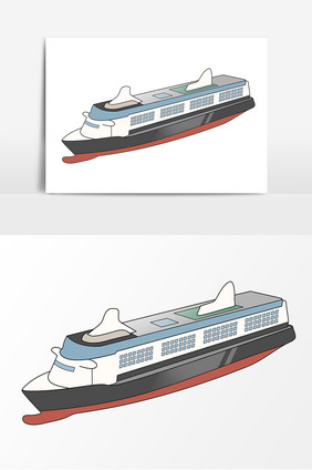 轮船卡通手绘图案