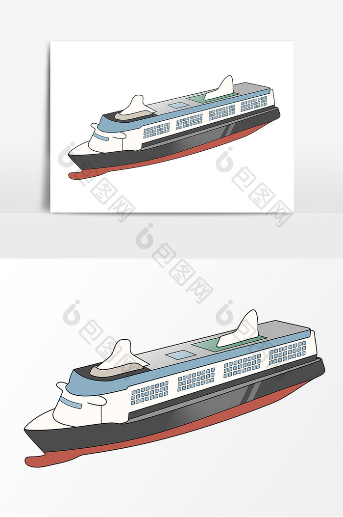 轮船卡通手绘图案