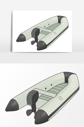 皮划艇手绘卡通图案元素