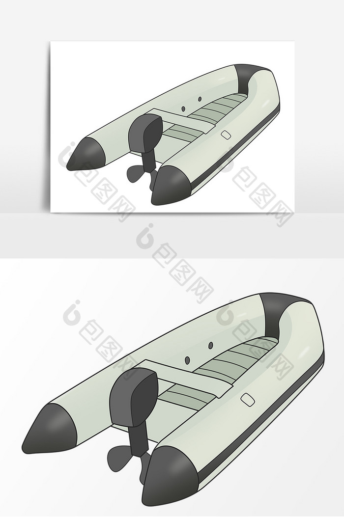 皮划艇手绘卡通图案元素