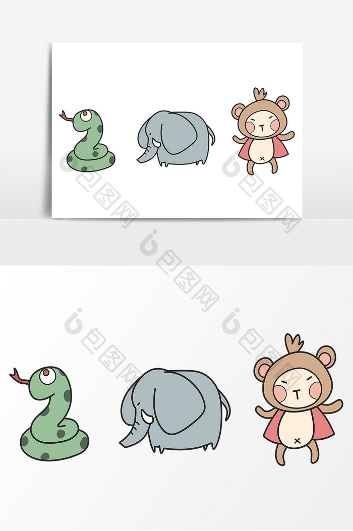 动物卡通手绘图案