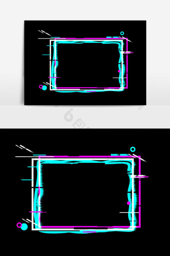 故障风矩形科技边框元素图片