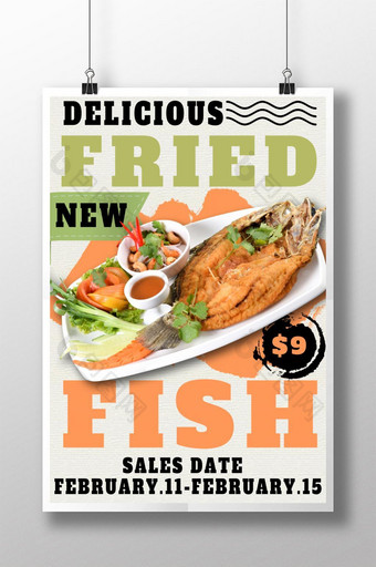 美味的炸鱼食品海报图片