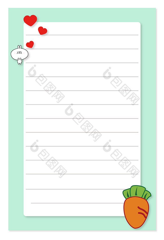 小清晰兔子信笺纸张图片模板-包图网