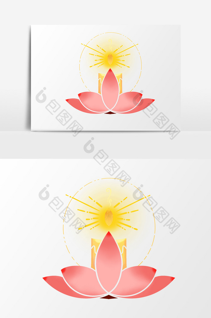 手绘卡通小清新中元节莲花灯 Psd素材 包图网