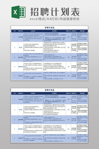 简约人事招聘计划表Excel模板图片