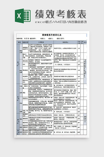 学习教师绩效考核表Excel模板