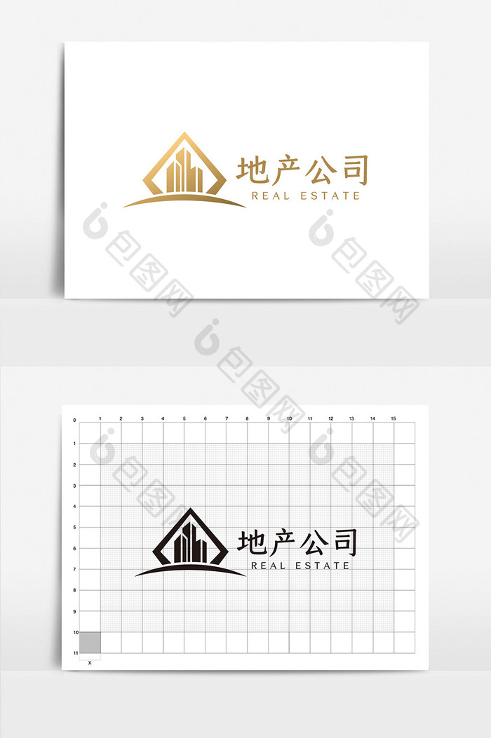 简约大气高端地产企业logoVI模板