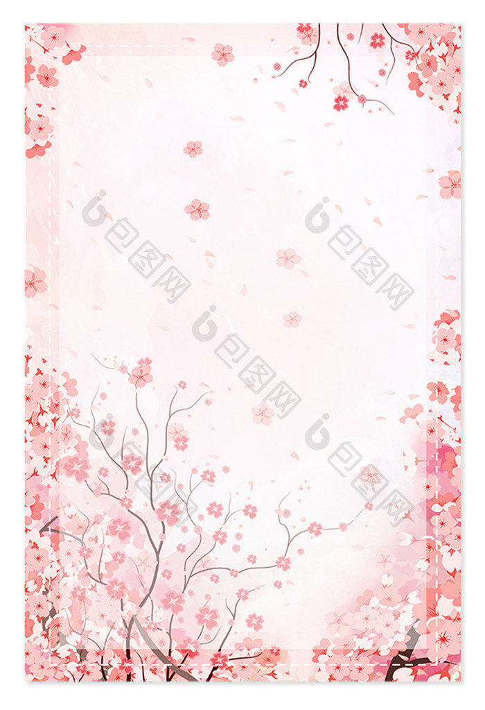 教师节唯美樱花插画场景元素背景