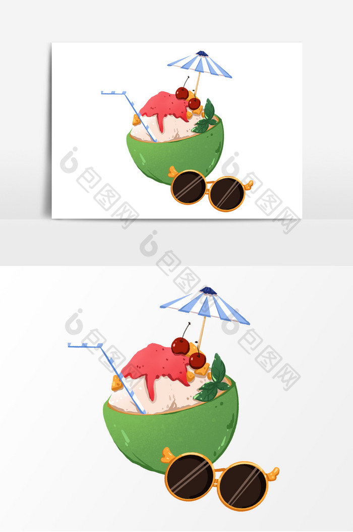 椰子冰沙夏日度假手帐图片图片