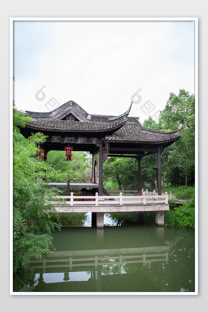 夏日休闲旅游中式庭院中国风古典