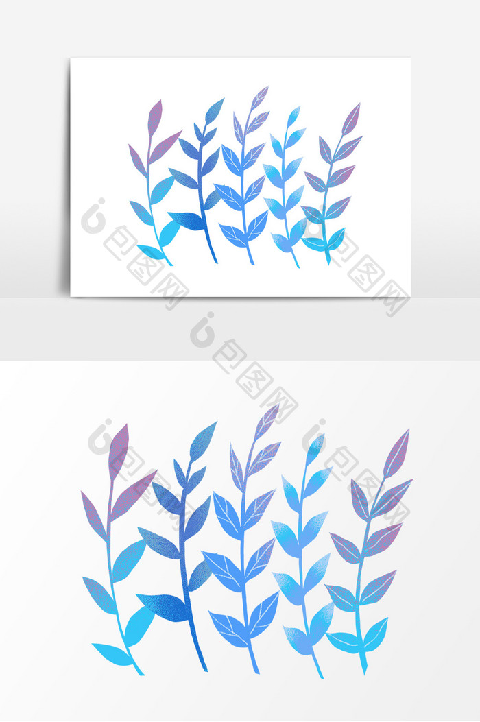 小清新蓝色植物草丛装饰