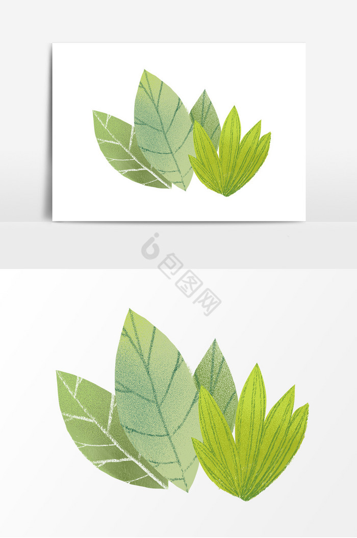 风景插画树叶春秋对比ins装饰画清新ins火烈鸟床品四件套绿色清新树叶