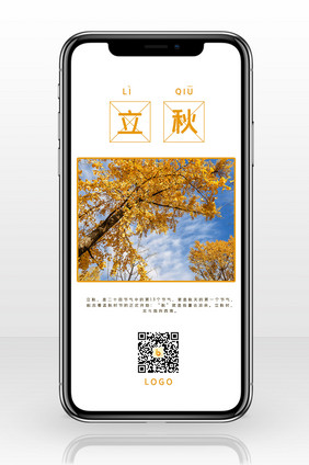 简单清晰立秋手机海报