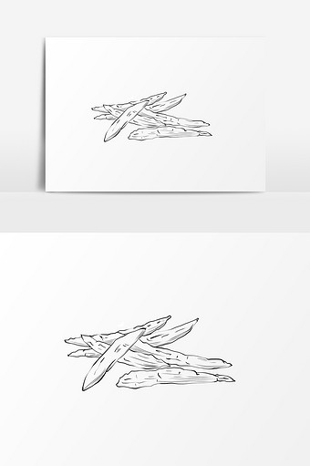 卡通手绘中草药线描元素太子参