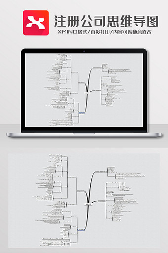 简约风注册公司思维导图XMind模板图片