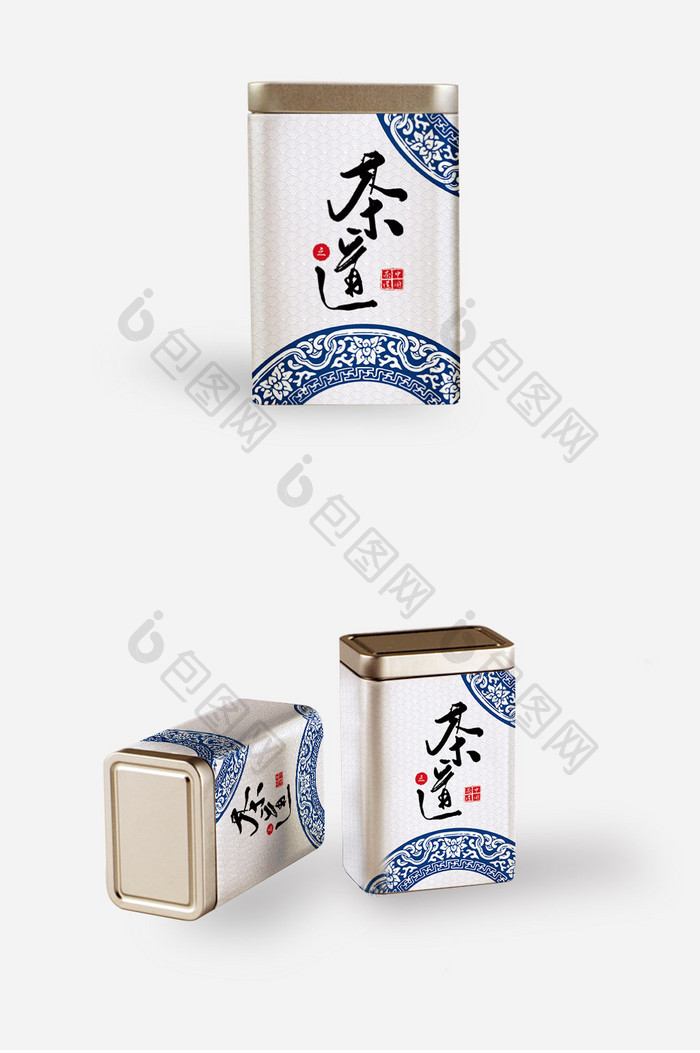 简约中国风青花瓷茶道中国茶叶罐包装礼盒