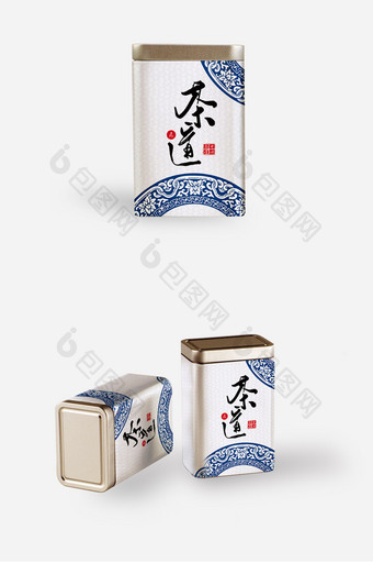 简约中国风青花瓷茶道中国茶叶罐包装礼盒图片