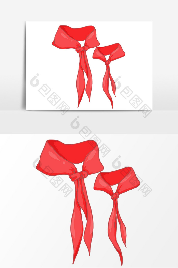 手绘打结的红领巾卡通元素