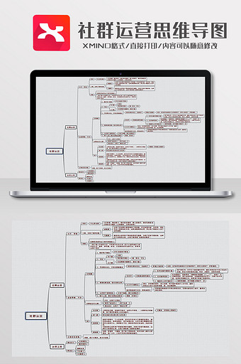 简约风社群运营思维导图Xmind模板图片
