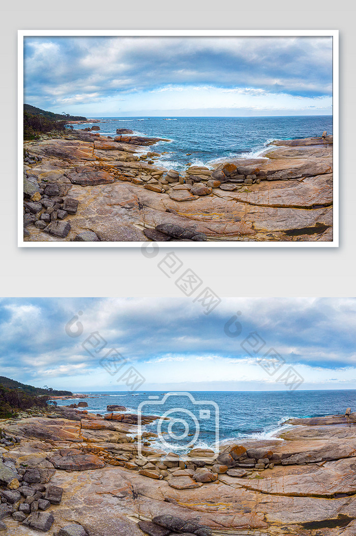 澳大利亚石滩海景广角摄影图
