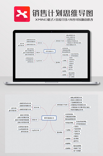 简约风销售计划思维导图XMind模板图片
