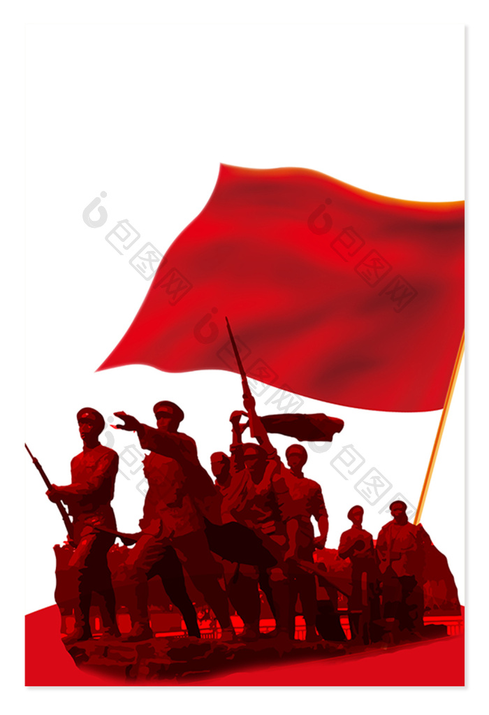 八一建军节军人红旗模板-包图网