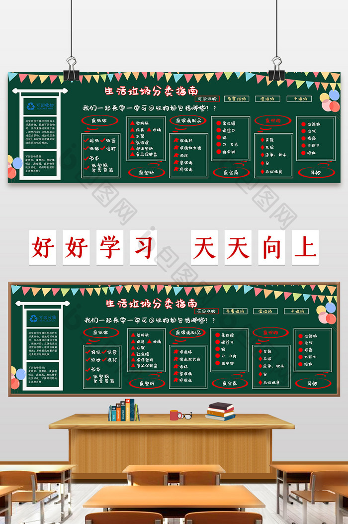 生活垃圾分类指南-可回收物黑板报