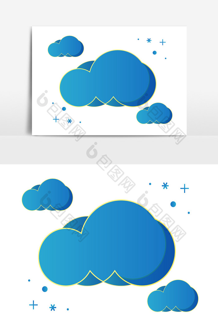 科技云朵元素金边云朵MBE云朵蓝色云朵