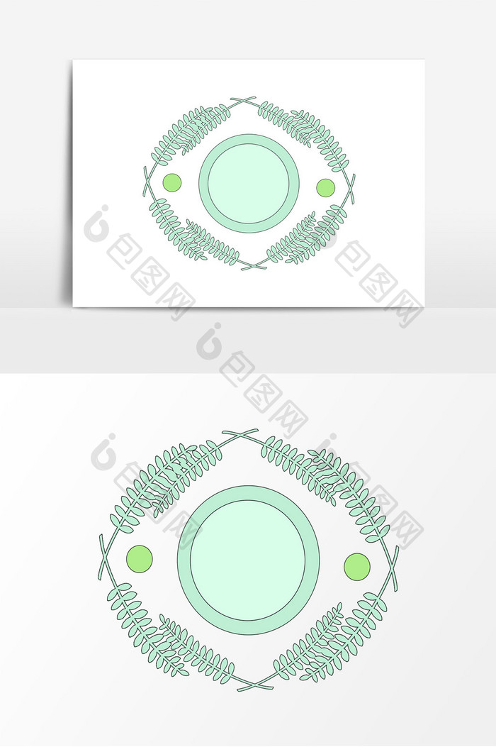 卡通绿色植物黑边元素