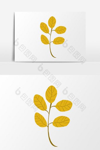 手绘卡通小清新植物树叶黄色图片